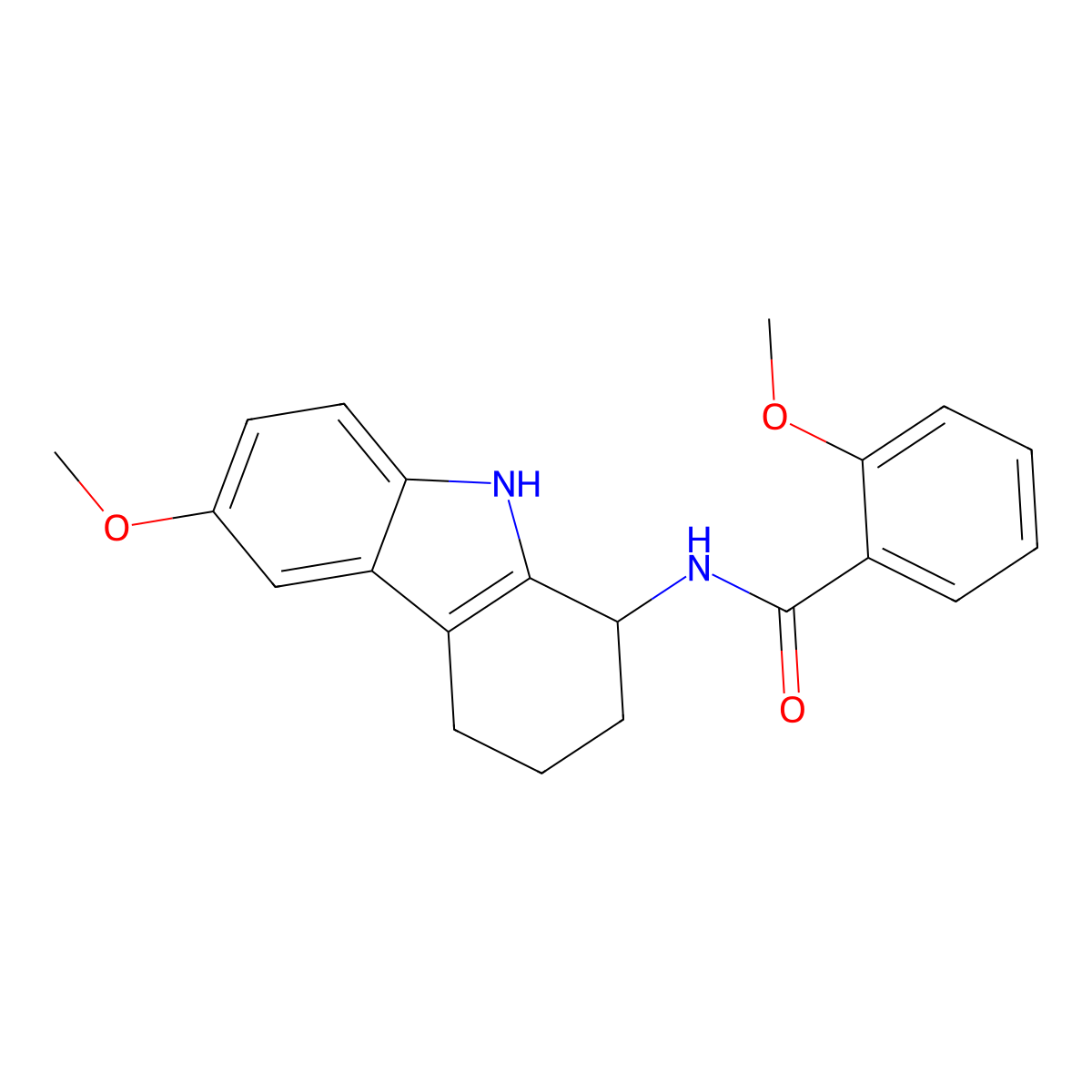 2-methoxy-N-(6-methoxy-2,3,4,9-tetrahydro-1H-carbazol-1-yl)benzamide molecular structure, CAS 1574397-51-5