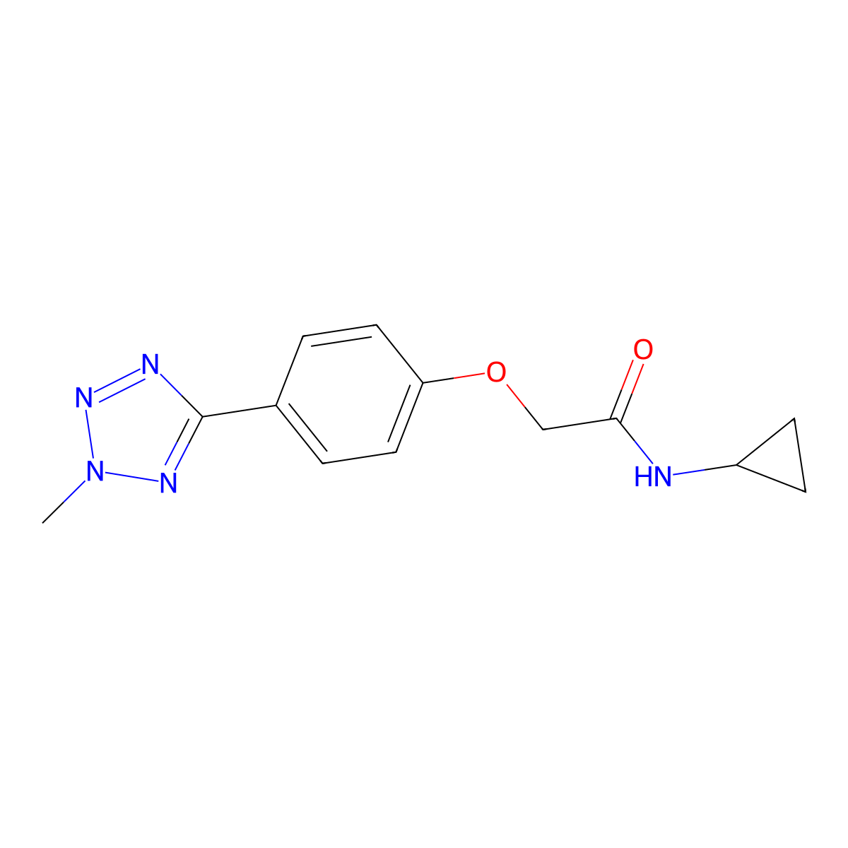 N-cyclopropyl-2-[4-(2-methyl-2H-tetrazol-5-yl)phenoxy]acetamide molecular structure, CAS 1574398-22-3
