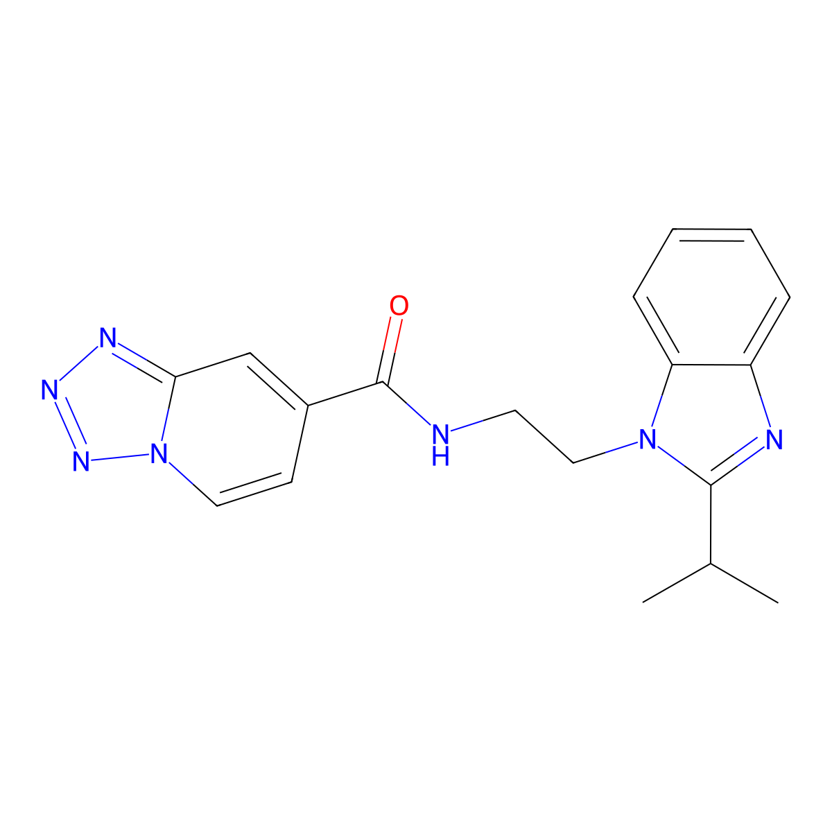 N-{2-[2-(propan-2-yl)-1H-benzimidazol-1-yl]ethyl}tetrazolo[1,5-a]pyridine-7-carboxamide molecular structure, CAS 1574398-43-8