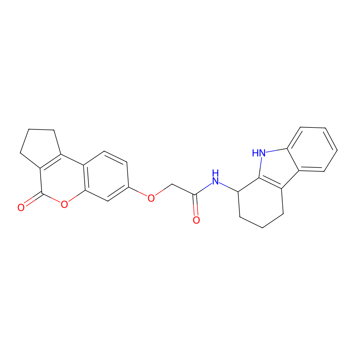 2-[(4-oxo-1,2,3,4-tetrahydrocyclopenta[c]chromen-7-yl)oxy]-N-(2,3,4,9-tetrahydro-1H-carbazol-1-yl)acetamide molecular structure, CAS 1574398-45-0