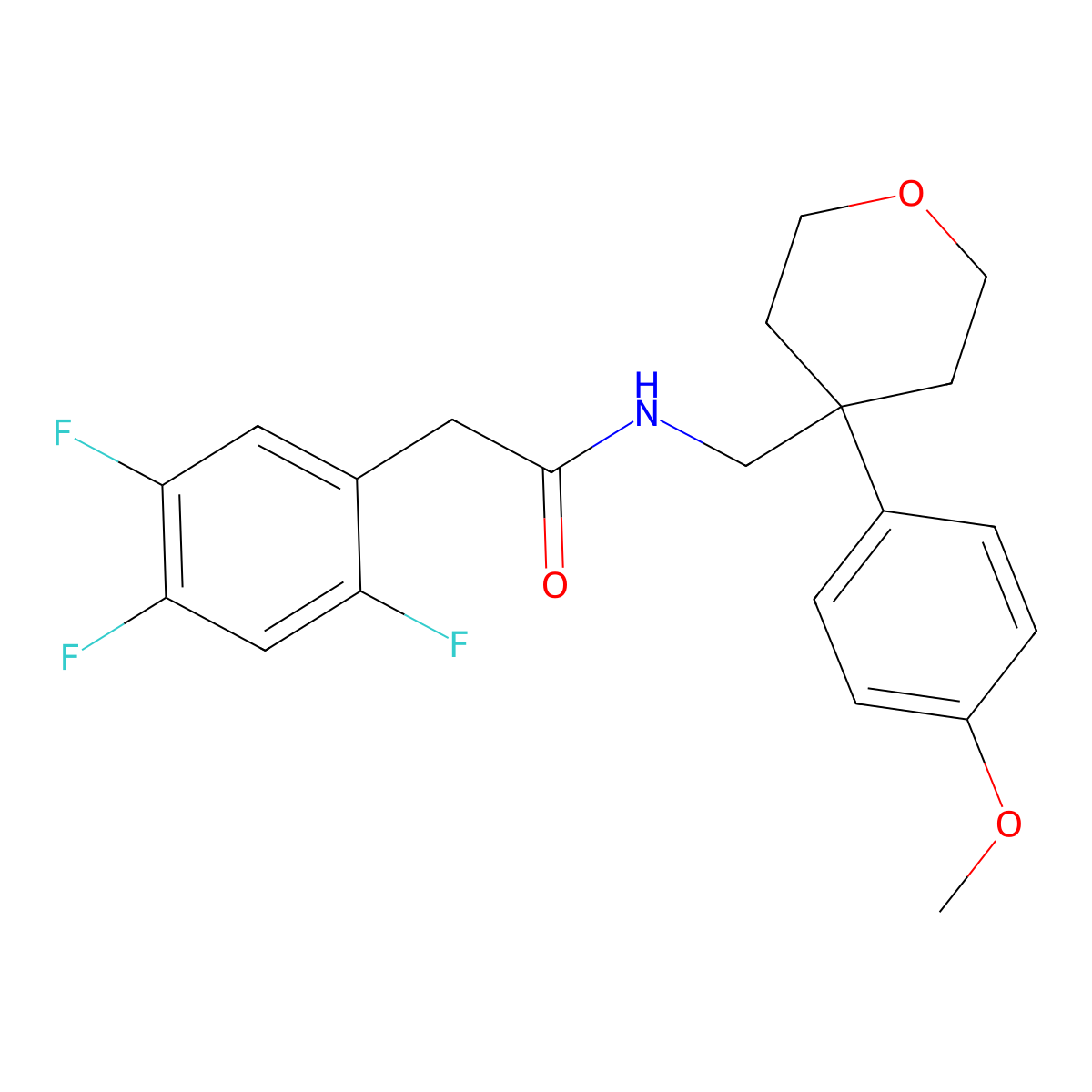 N-{[4-(4-methoxyphenyl)tetrahydro-2H-pyran-4-yl]methyl}-2-(2,4,5-trifluorophenyl)acetamide molecular structure, CAS 1574398-72-3