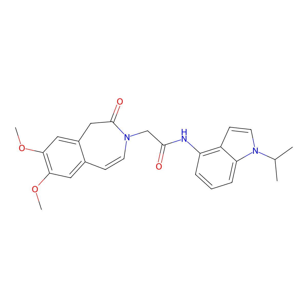 2-(7,8-dimethoxy-2-oxo-1,2-dihydro-3H-3-benzazepin-3-yl)-N-[1-(propan-2-yl)-1H-indol-4-yl]acetamide molecular structure, CAS 1574398-88-1