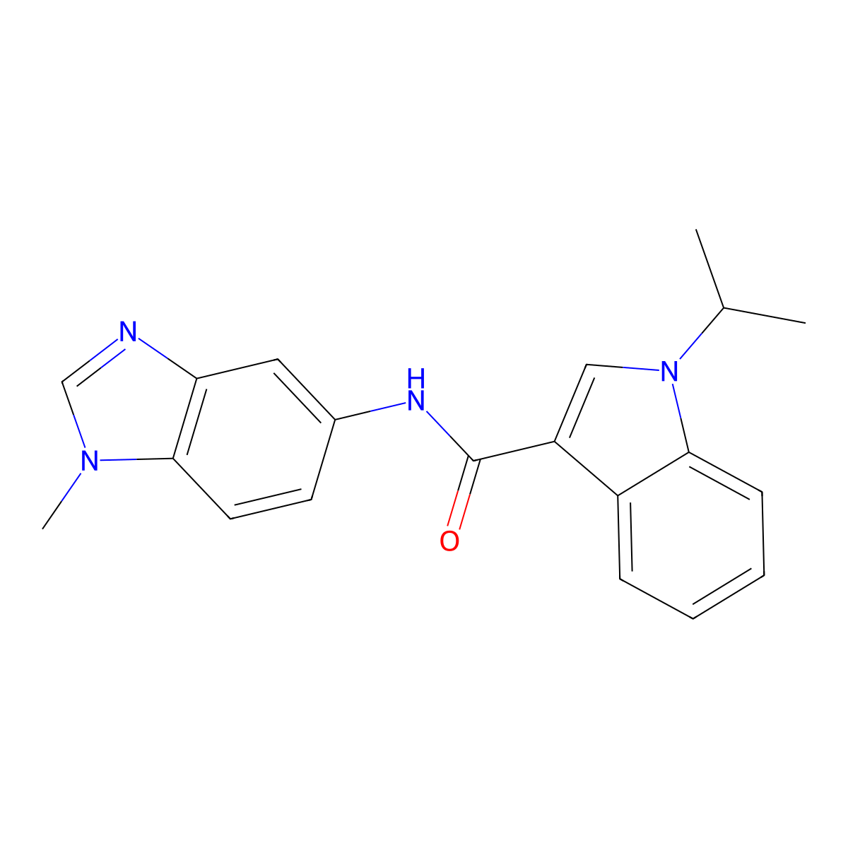 N-(1-methyl-1H-benzimidazol-5-yl)-1-(propan-2-yl)-1H-indole-3-carboxamide molecular structure, CAS 1574398-90-5