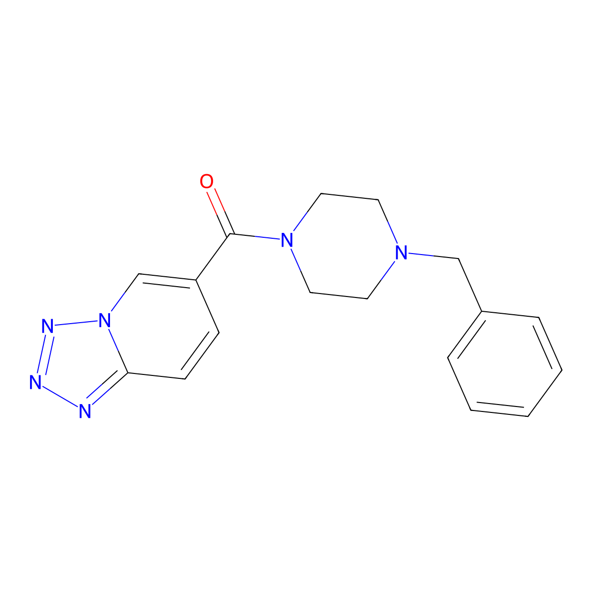 (4-Benzylpiperazin-1-yl)(tetrazolo[1,5-a]pyridin-6-yl)methanone molecular structure, CAS 1574399-02-2