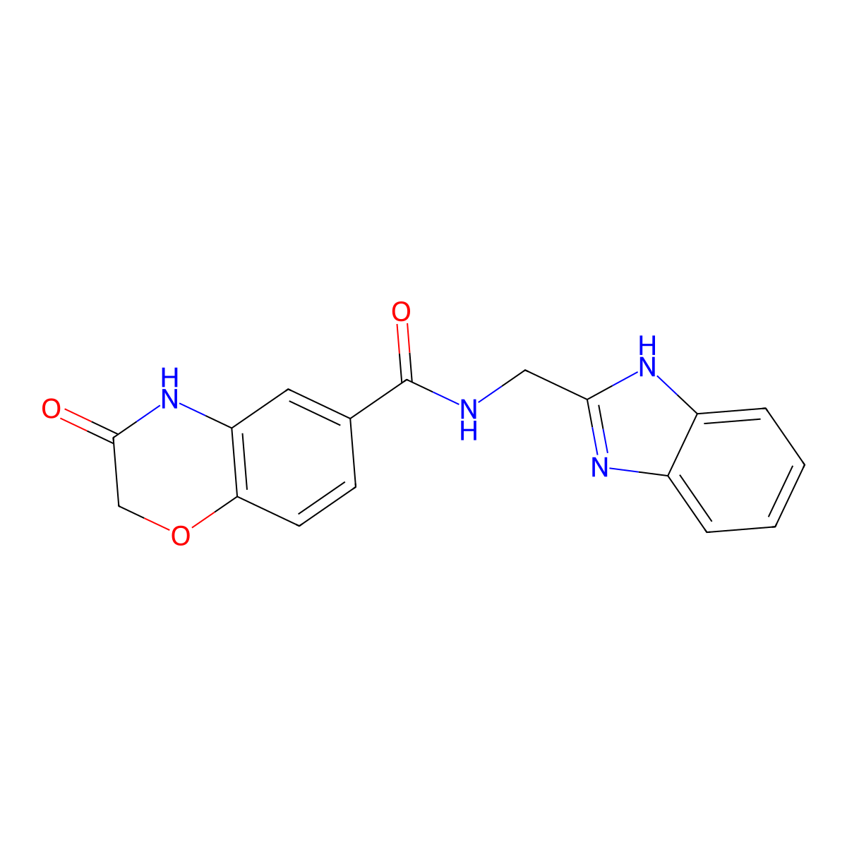 N-(1H-benzimidazol-2-ylmethyl)-3-hydroxy-2H-1,4-benzoxazine-6-carboxamide molecular structure, CAS 1574399-59-9