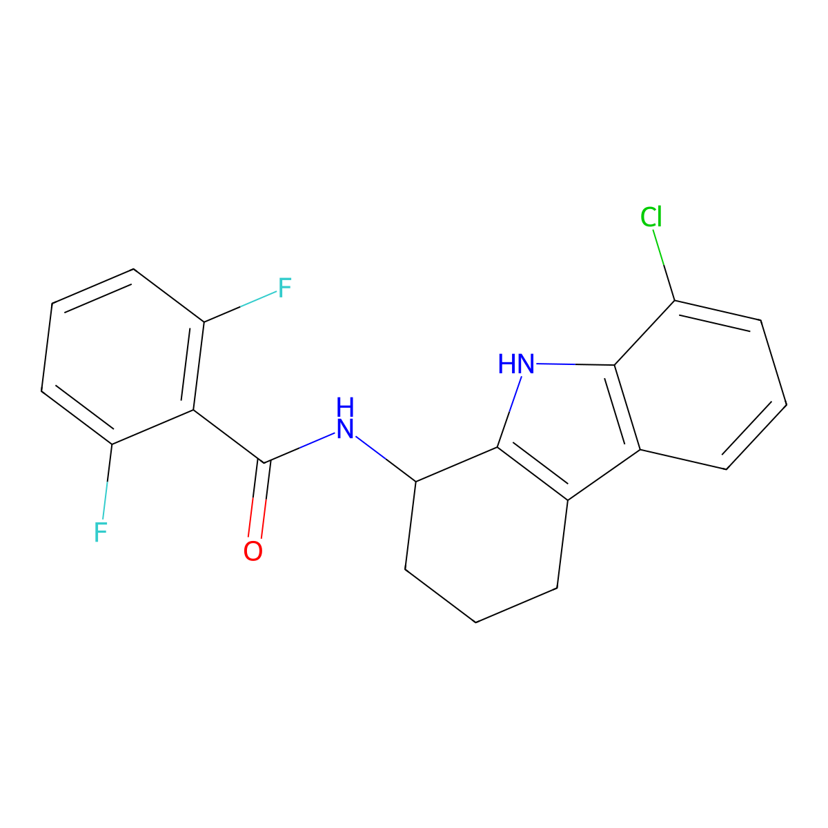 N-(8-chloro-2,3,4,9-tetrahydro-1H-carbazol-1-yl)-2,6-difluorobenzamide molecular structure, CAS 1574399-77-1