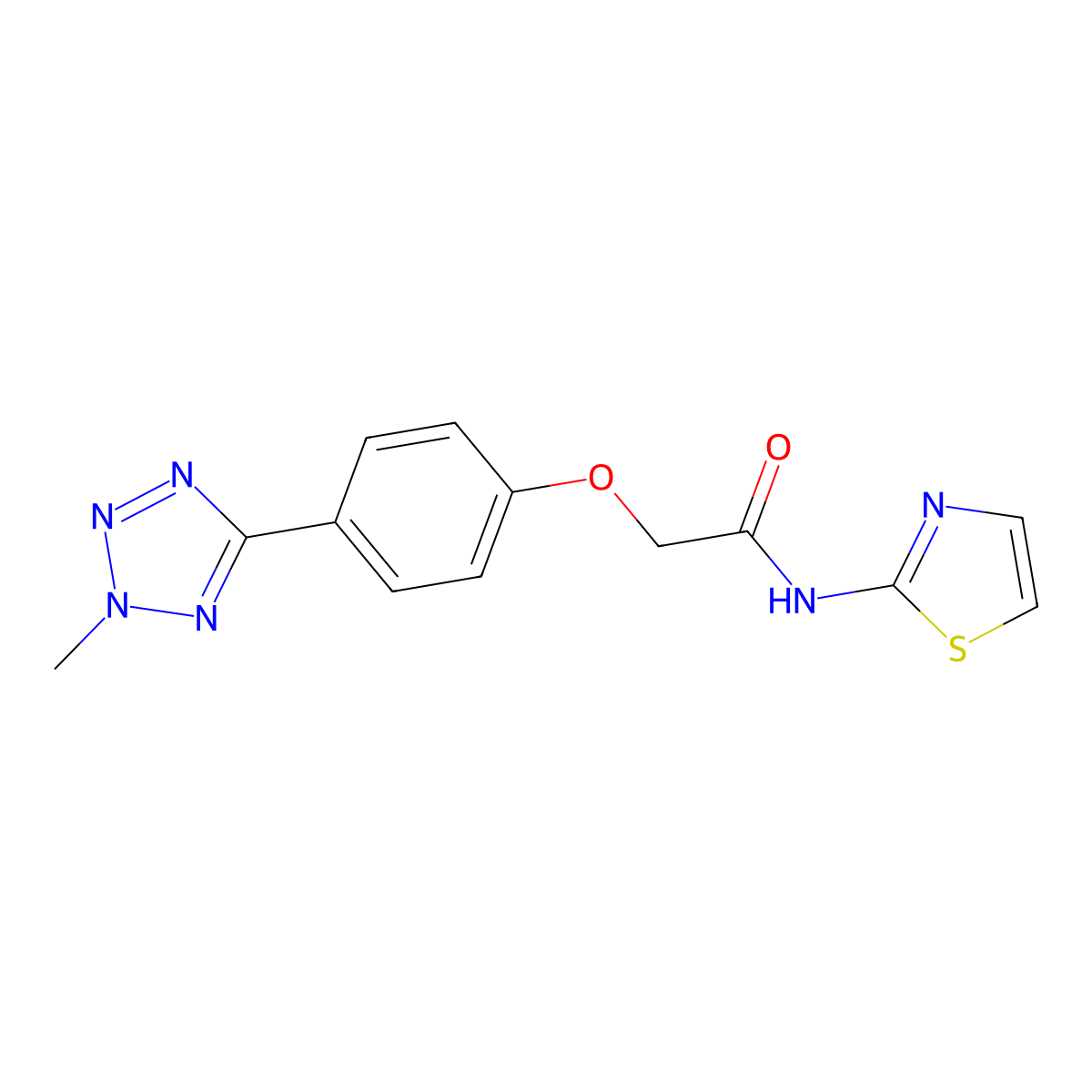 2-[4-(2-methyl-2H-tetrazol-5-yl)phenoxy]-N-(1,3-thiazol-2-yl)acetamide molecular structure, CAS 1574399-78-2