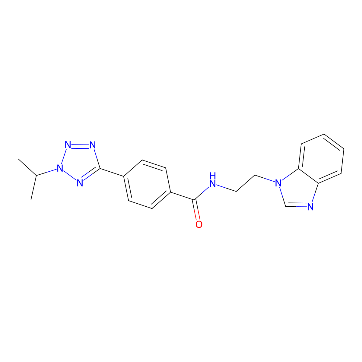 N-[2-(1H-benzimidazol-1-yl)ethyl]-4-[2-(propan-2-yl)-2H-tetrazol-5-yl]benzamide molecular structure, CAS 1574399-94-2