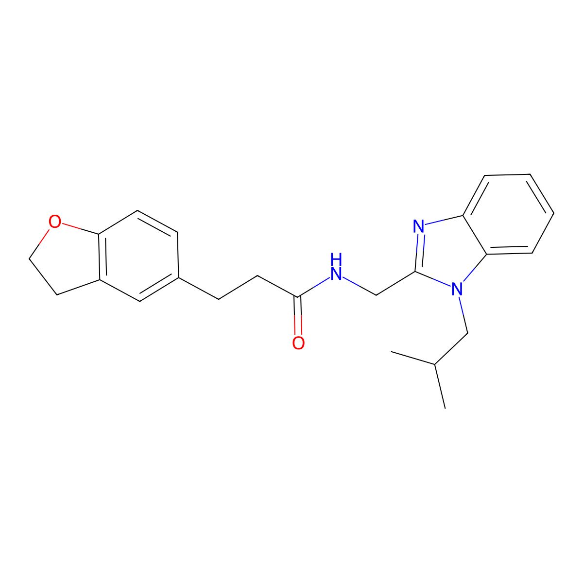 3-(2,3-dihydro-1-benzofuran-5-yl)-N-{[1-(2-methylpropyl)-1H-benzimidazol-2-yl]methyl}propanamide molecular structure, CAS 1574399-97-5