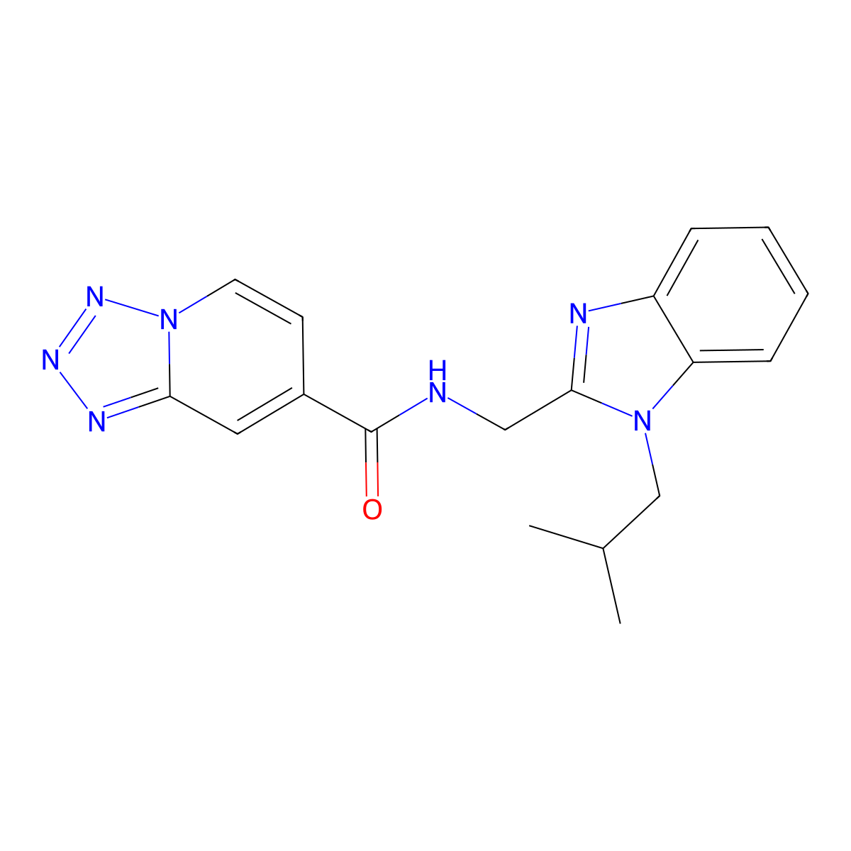 N-{[1-(2-methylpropyl)-1H-benzimidazol-2-yl]methyl}tetrazolo[1,5-a]pyridine-7-carboxamide molecular structure, CAS 1574400-03-5