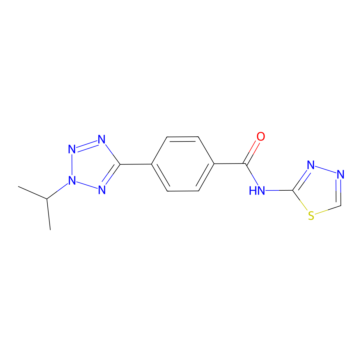 4-(2-isopropyl-2H-tetrazol-5-yl)-N-(1,3,4-thiadiazol-2-yl)benzamide molecular structure, CAS 1574400-24-0
