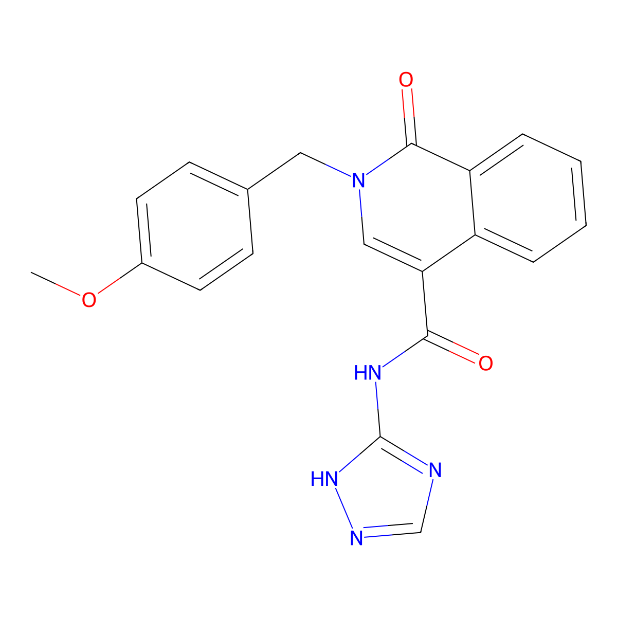 2-(4-methoxybenzyl)-1-oxo-N-(4H-1,2,4-triazol-3-yl)-1,2-dihydroisoquinoline-4-carboxamide molecular structure, CAS 1574400-35-3