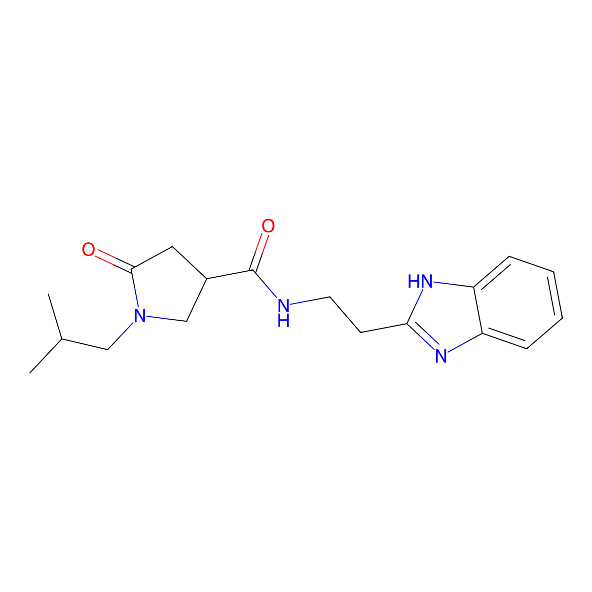 N-[2-(1H-benzimidazol-2-yl)ethyl]-1-(2-methylpropyl)-5-oxopyrrolidine-3-carboxamide molecular structure, CAS 1574400-39-7