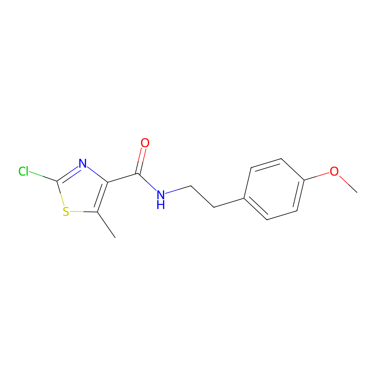 2-chloro-N-[2-(4-methoxyphenyl)ethyl]-5-methyl-1,3-thiazole-4-carboxamide molecular structure, CAS 1574400-49-9