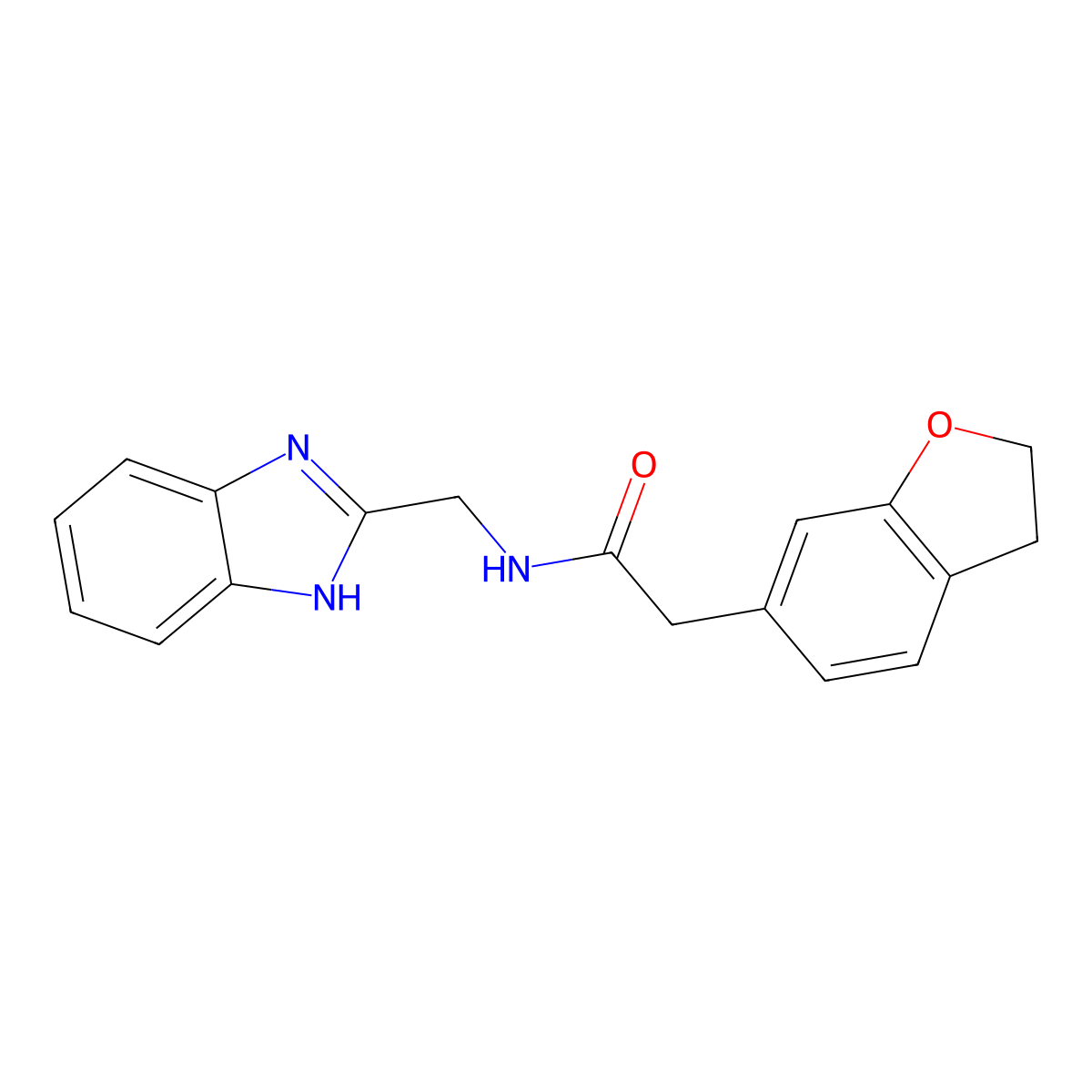 N-(1H-benzimidazol-2-ylmethyl)-2-(2,3-dihydro-1-benzofuran-6-yl)acetamide molecular structure, CAS 1574400-68-2