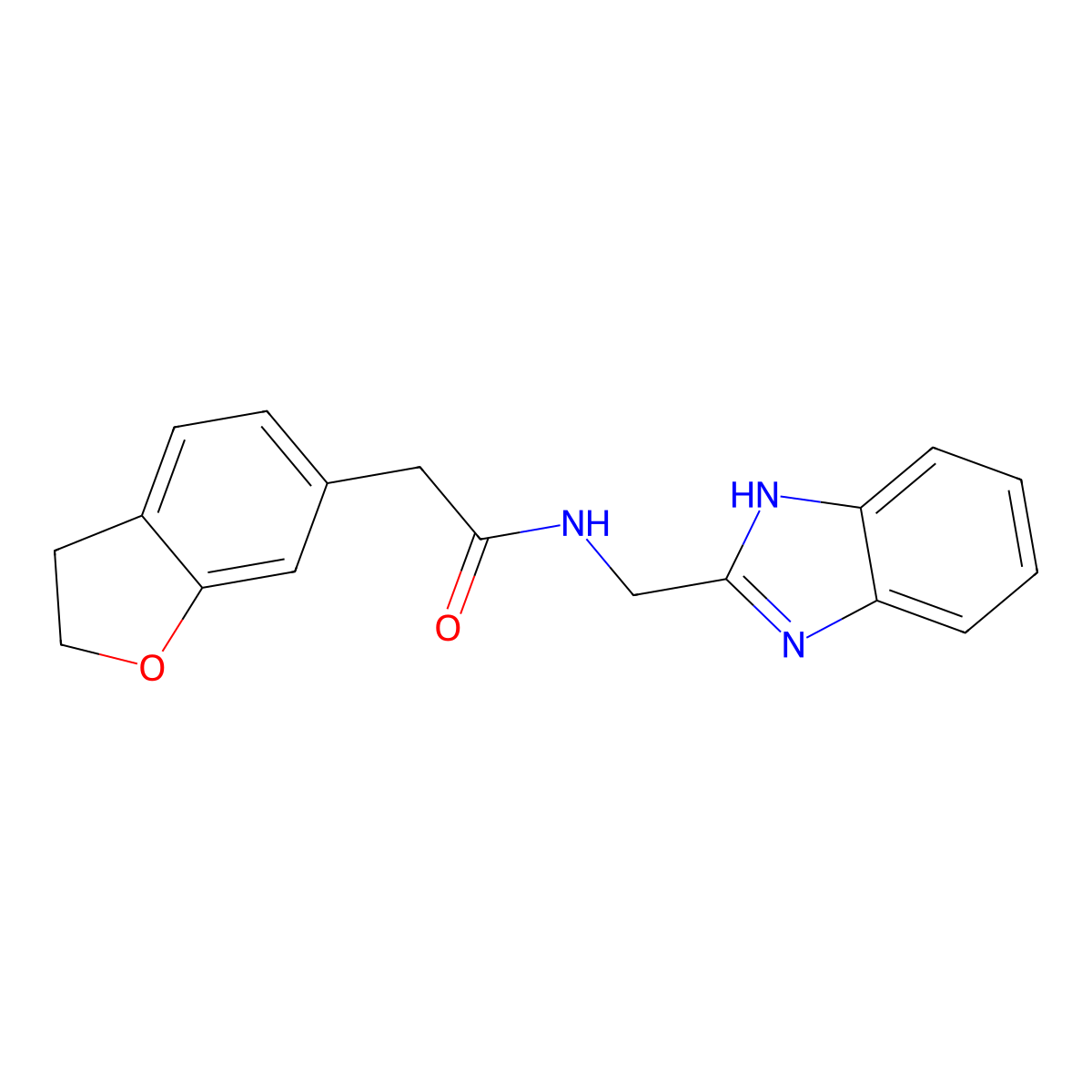 N-(1H-benzimidazol-2-ylmethyl)-2-(2,3-dihydro-1-benzofuran-6-yl)acetamide molecular structure, CAS 1574400-68-2