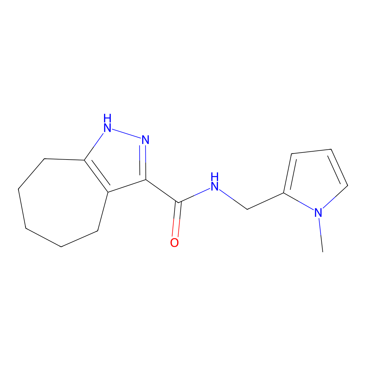N-[(1-methyl-1H-pyrrol-2-yl)methyl]-2,4,5,6,7,8-hexahydrocyclohepta[c]pyrazole-3-carboxamide molecular structure, CAS 1574400-69-3