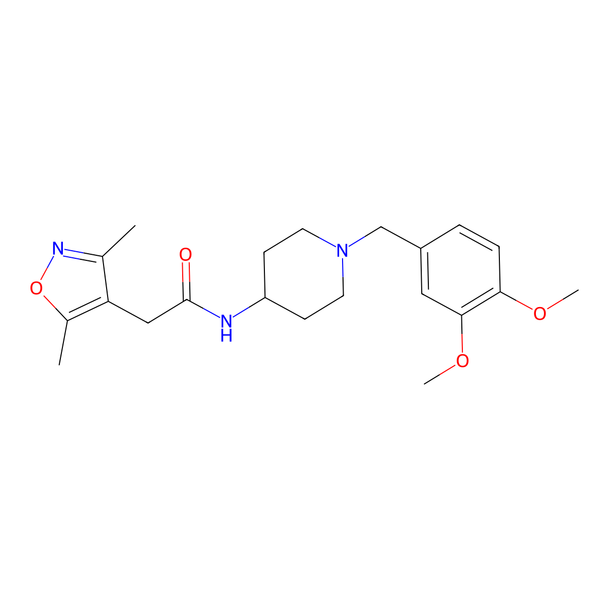 N-[1-(3,4-dimethoxybenzyl)piperidin-4-yl]-2-(3,5-dimethyl-1,2-oxazol-4-yl)acetamide molecular structure, CAS 1574400-80-8