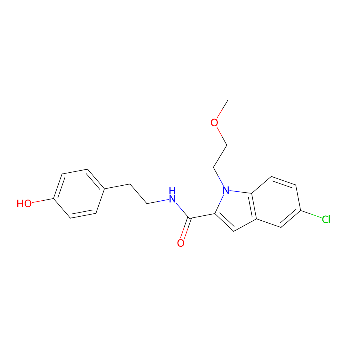 5-chloro-N-[2-(4-hydroxyphenyl)ethyl]-1-(2-methoxyethyl)-1H-indole-2-carboxamide molecular structure, CAS 1574400-87-5