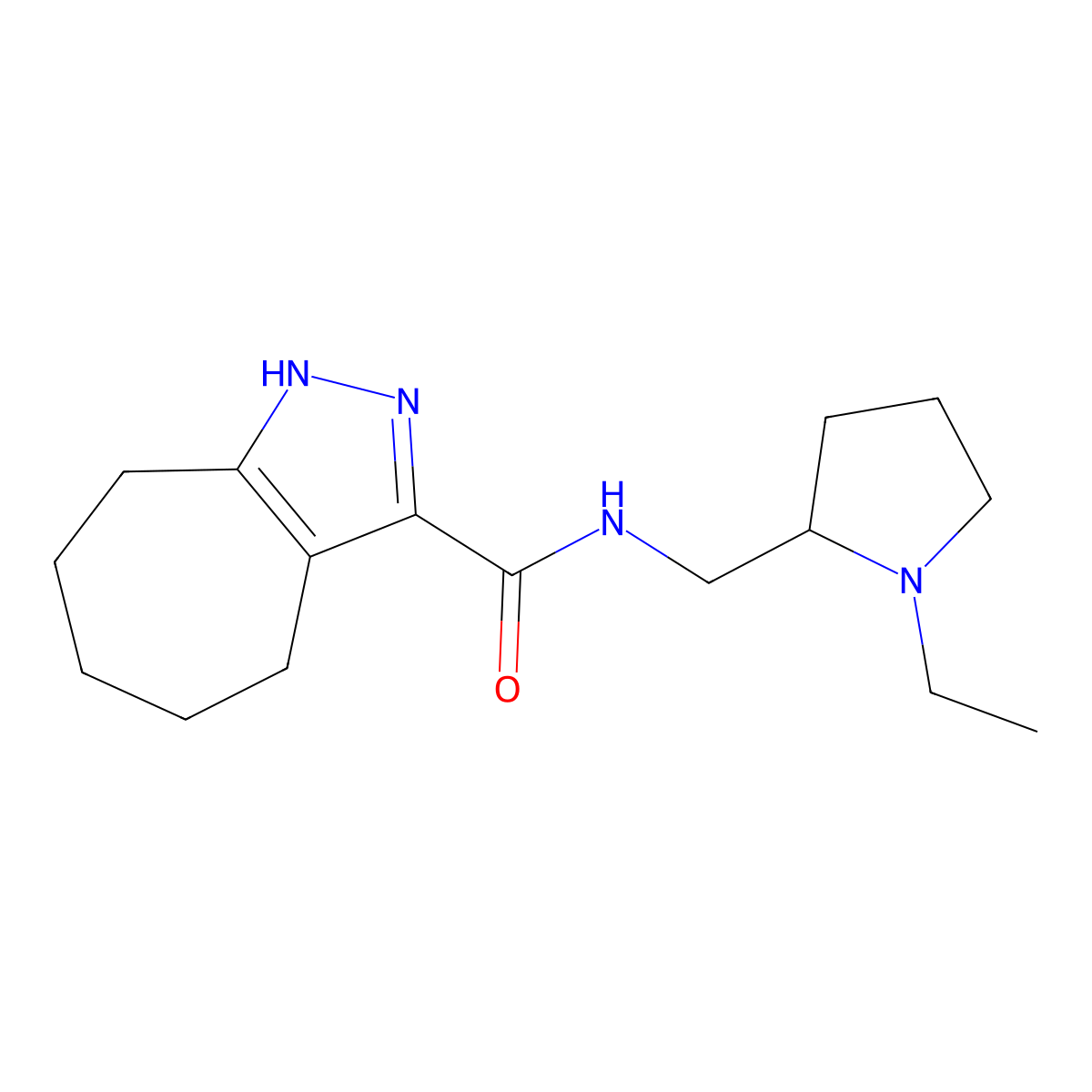 N-[(1-ethylpyrrolidin-2-yl)methyl]-2,4,5,6,7,8-hexahydrocyclohepta[c]pyrazole-3-carboxamide molecular structure, CAS 1574400-92-2