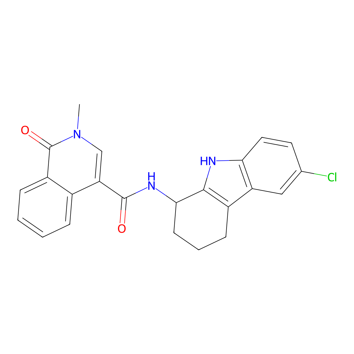 N-(6-chloro-2,3,4,9-tetrahydro-1H-carbazol-1-yl)-2-methyl-1-oxo-1,2-dihydroisoquinoline-4-carboxamide molecular structure, CAS 1574401-05-0