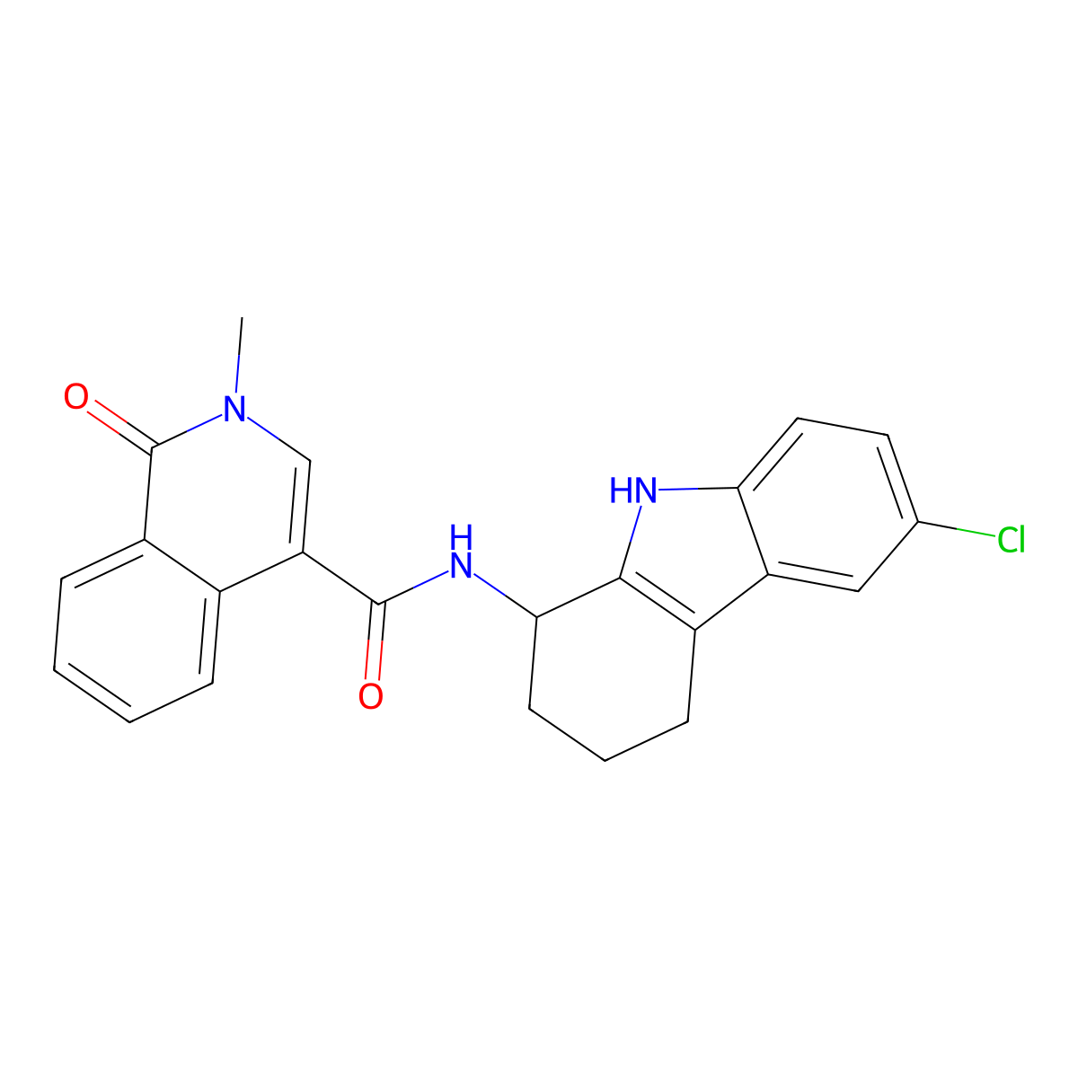 N-(6-chloro-2,3,4,9-tetrahydro-1H-carbazol-1-yl)-2-methyl-1-oxo-1,2-dihydroisoquinoline-4-carboxamide molecular structure, CAS 1574401-05-0