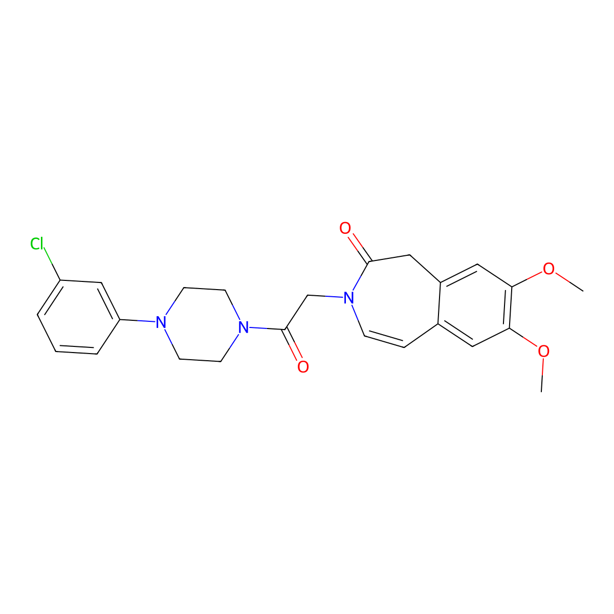 3-{2-[4-(3-chlorophenyl)piperazin-1-yl]-2-oxoethyl}-7,8-dimethoxy-1,3-dihydro-2H-3-benzazepin-2-one molecular structure, CAS 1574401-61-8