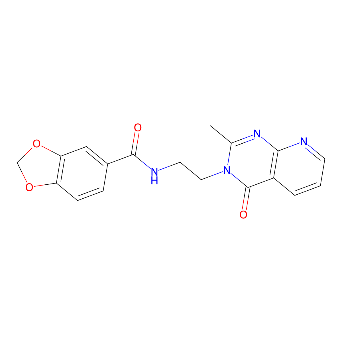 N-[2-(2-methyl-4-oxopyrido[2,3-d]pyrimidin-3(4H)-yl)ethyl]-1,3-benzodioxole-5-carboxamide molecular structure, CAS 1574402-86-0