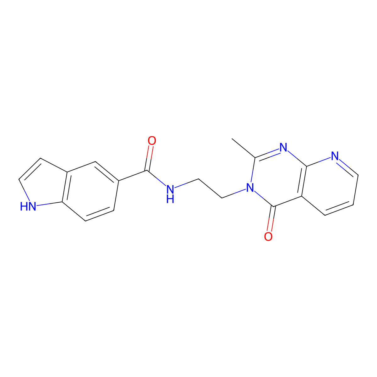 N-[2-(2-methyl-4-oxopyrido[2,3-d]pyrimidin-3(4H)-yl)ethyl]-1H-indole-5-carboxamide molecular structure, CAS 1574403-00-1