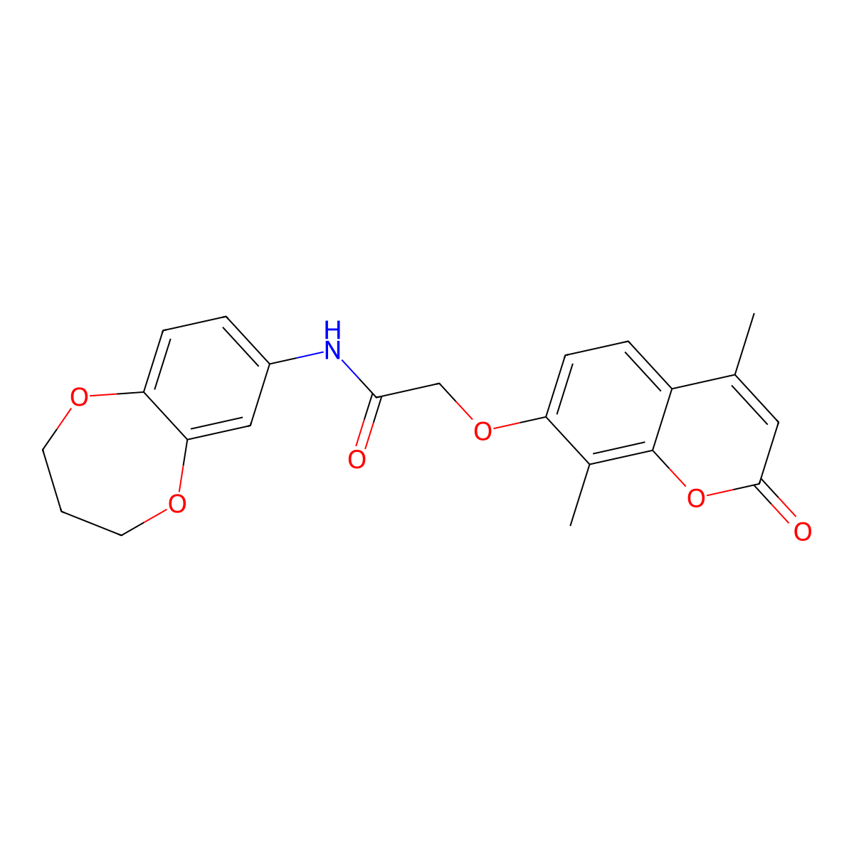 N-(3,4-dihydro-2H-1,5-benzodioxepin-7-yl)-2-[(4,8-dimethyl-2-oxo-2H-chromen-7-yl)oxy]acetamide molecular structure, CAS 1574403-05-6
