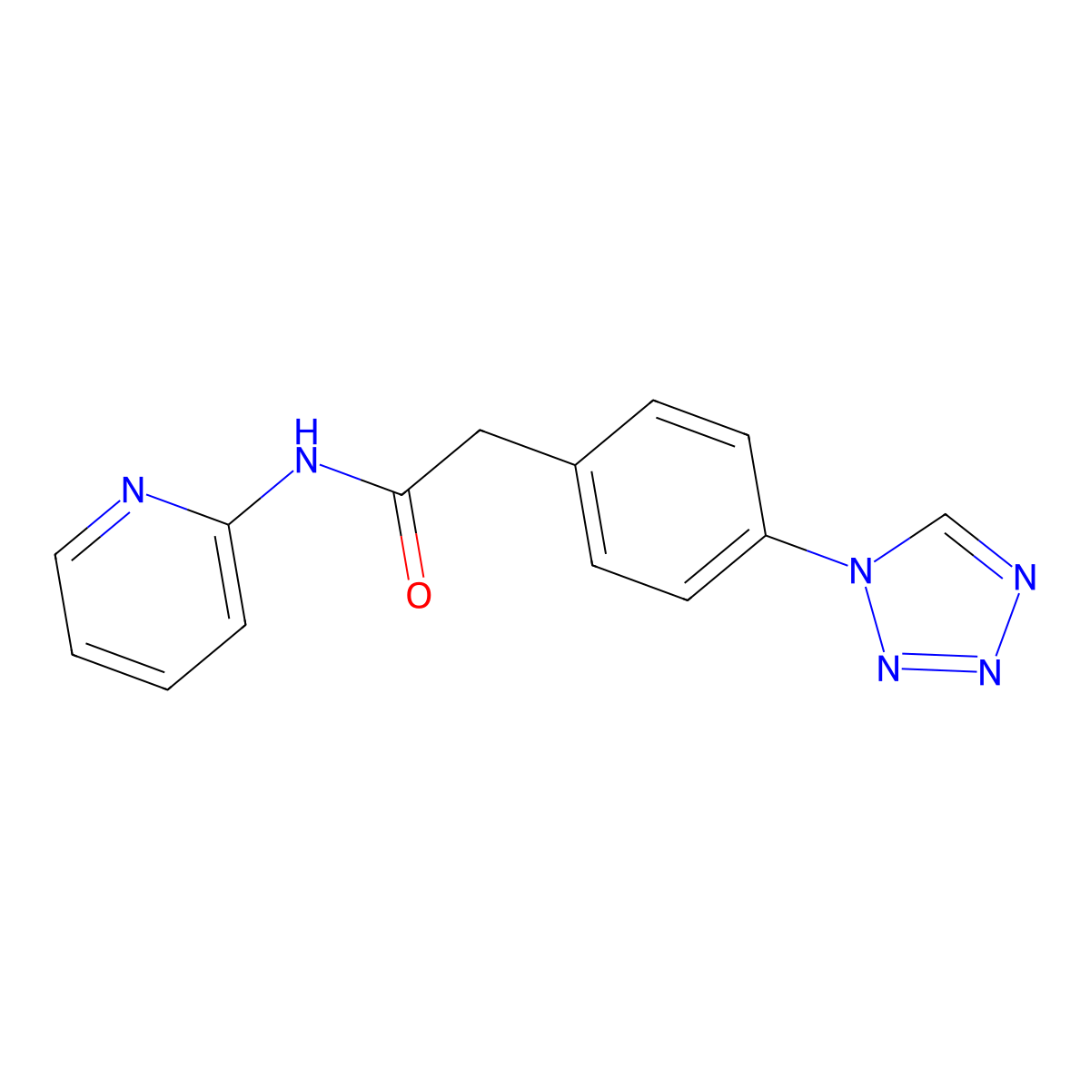 N-(pyridin-2-yl)-2-[4-(1H-tetrazol-1-yl)phenyl]acetamide molecular structure, CAS 1574403-64-7