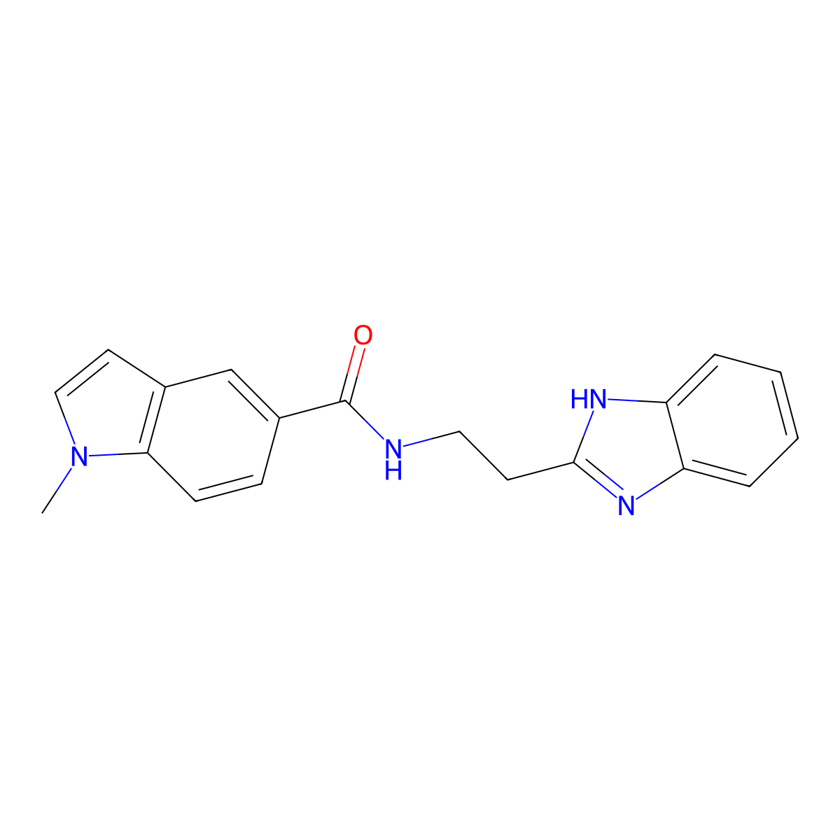 N-[2-(1H-1,3-benzimidazol-2-yl)ethyl]-1-methyl-1H-indole-5-carboxamide molecular structure, CAS 1574403-68-1