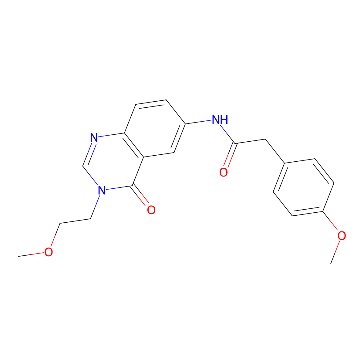 N-[3-(2-methoxyethyl)-4-oxo-3,4-dihydroquinazolin-6-yl]-2-(4-methoxyphenyl)acetamide molecular structure, CAS 1574403-74-9