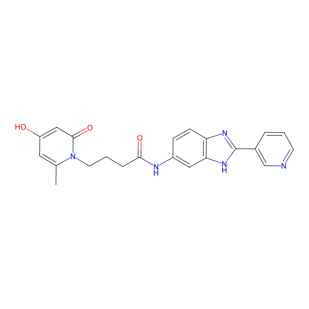 4-(4-hydroxy-6-methyl-2-oxopyridin-1(2H)-yl)-N-[2-(pyridin-3-yl)-1H-benzimidazol-6-yl]butanamide molecular structure, CAS 1574403-89-6
