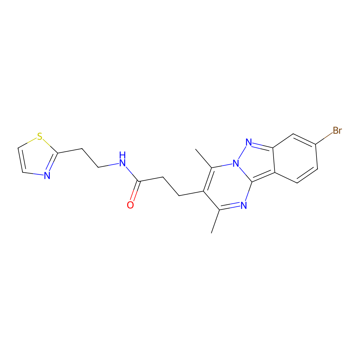 3-(8-bromo-2,4-dimethylpyrimido[1,2-b]indazol-3-yl)-N-[2-(1,3-thiazol-2-yl)ethyl]propanamide molecular structure, CAS 1574403-95-4