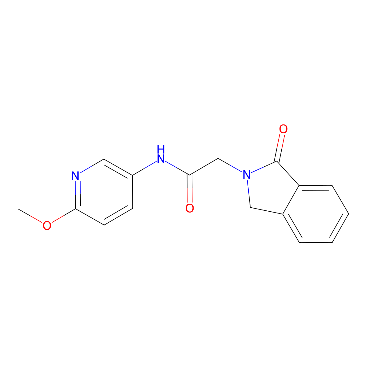 N-(6-methoxypyridin-3-yl)-2-(1-oxo-1,3-dihydro-2H-isoindol-2-yl)acetamide molecular structure, CAS 1574404-39-9