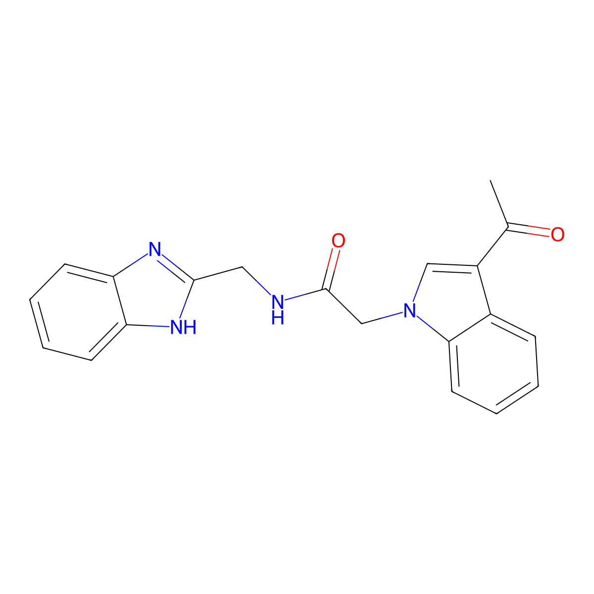 2-(3-acetyl-1H-indol-1-yl)-N-(1H-1,3-benzimidazol-2-ylmethyl)acetamide molecular structure, CAS 1574404-40-2