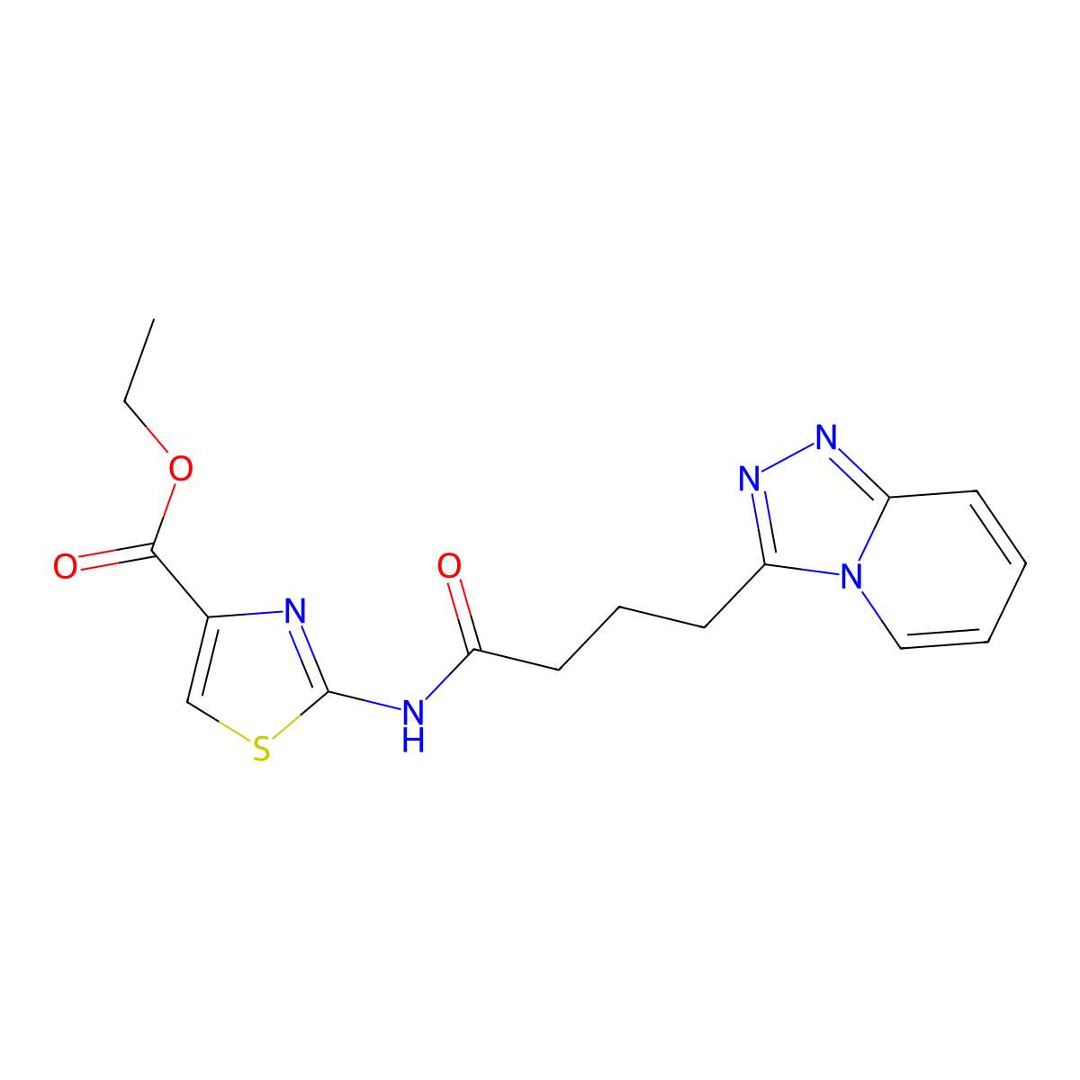 Ethyl 2-{[4-([1,2,4]triazolo[4,3-a]pyridin-3-yl)butanoyl]amino}-1,3-thiazole-4-carboxylate molecular structure, CAS 1574404-48-0
