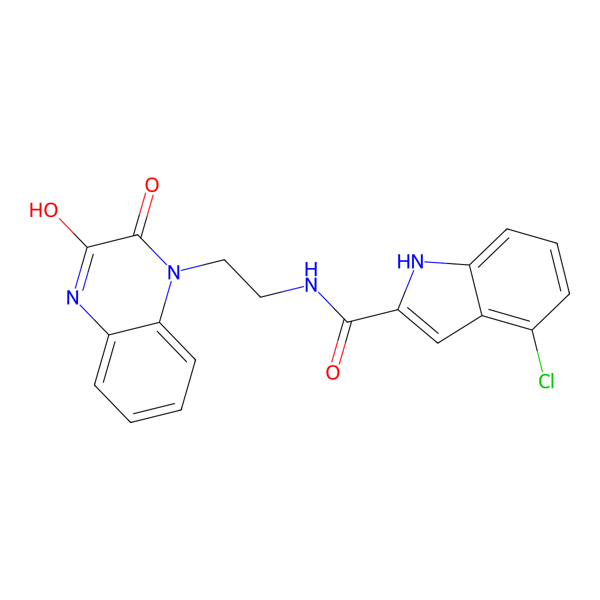 4-chloro-N-(2-(3-hydroxy-2-oxoquinoxalin-1(2H)-yl)ethyl)-1H-indole-2-carboxamide molecular structure, CAS 1574404-51-5