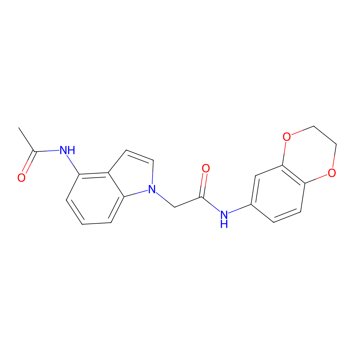2-[4-(acetylamino)-1H-indol-1-yl]-N-(2,3-dihydro-1,4-benzodioxin-6-yl)acetamide molecular structure, CAS 1574404-55-9
