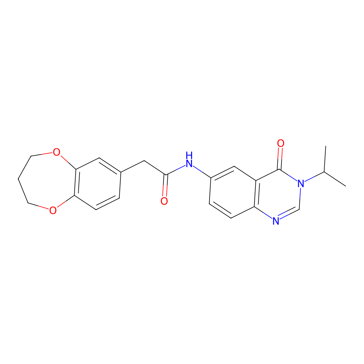 2-(3,4-dihydro-2H-1,5-benzodioxepin-7-yl)-N-[4-oxo-3-(propan-2-yl)-3,4-dihydroquinazolin-6-yl]acetamide molecular structure, CAS 1574404-56-0