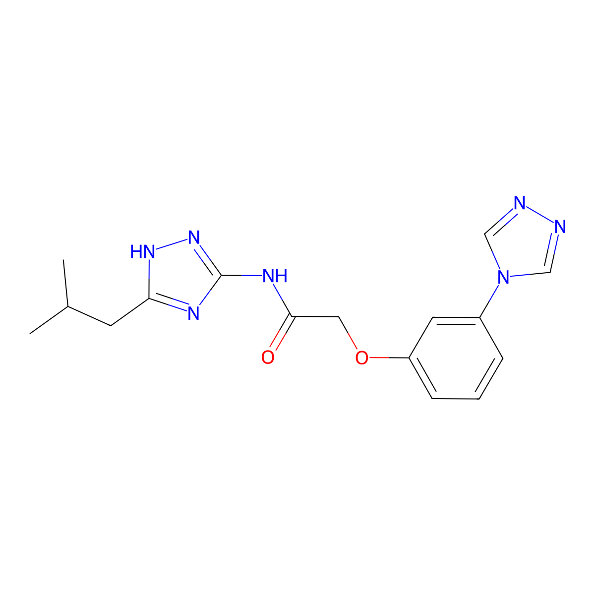 N-[3-(2-methylpropyl)-1H-1,2,4-triazol-5-yl]-2-[3-(4H-1,2,4-triazol-4-yl)phenoxy]acetamide molecular structure, CAS 1574404-65-1