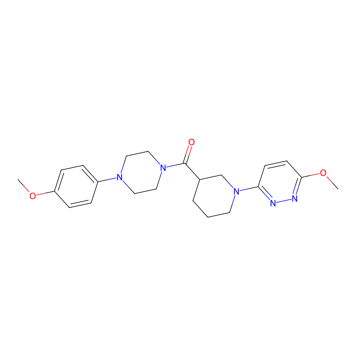 (4-(4-Methoxyphenyl)piperazin-1-yl)(1-(6-methoxypyridazin-3-yl)piperidin-3-yl)methanone molecular structure, CAS 1574404-70-8