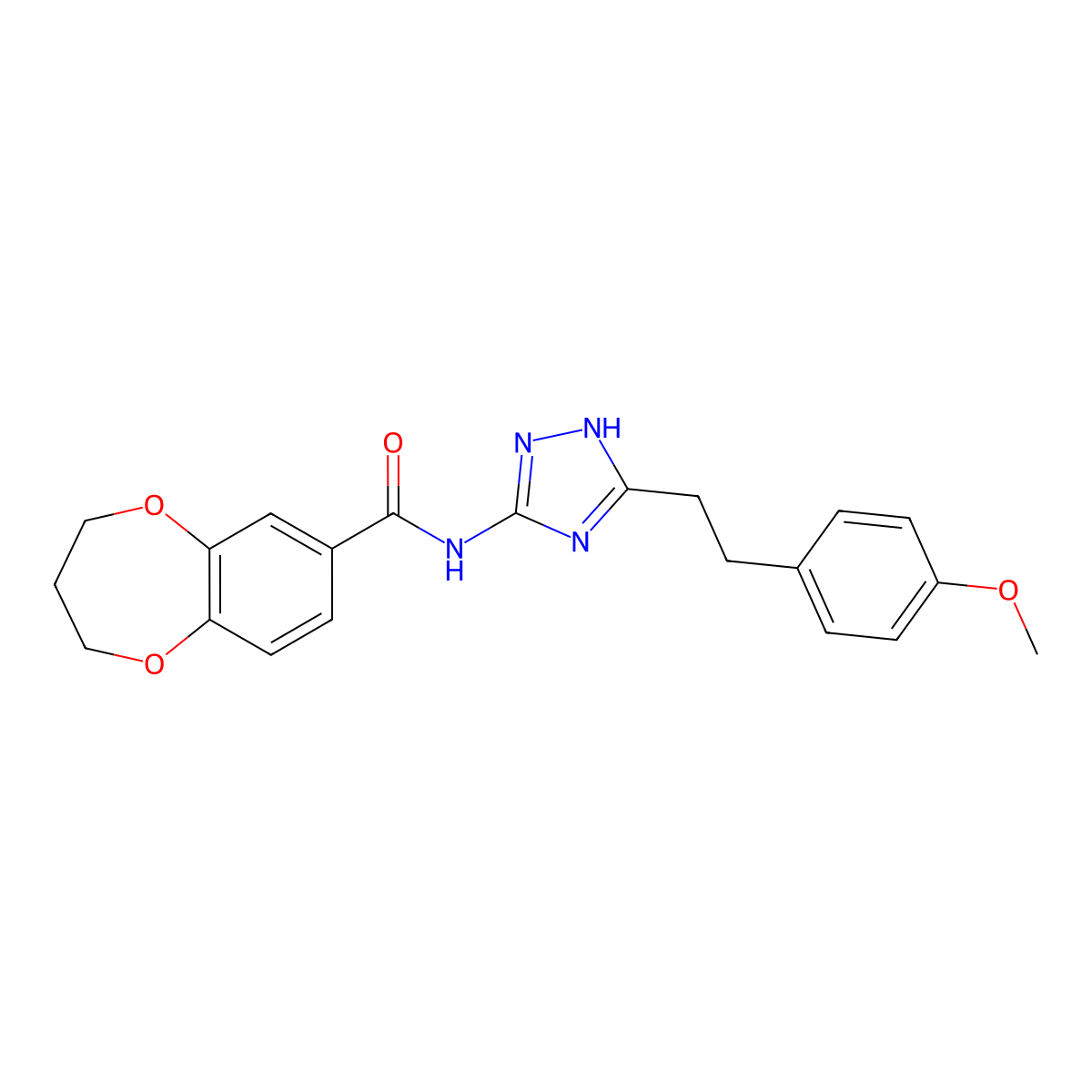 N-{3-[2-(4-methoxyphenyl)ethyl]-1H-1,2,4-triazol-5-yl}-3,4-dihydro-2H-1,5-benzodioxepine-7-carboxamide molecular structure, CAS 1574404-84-4