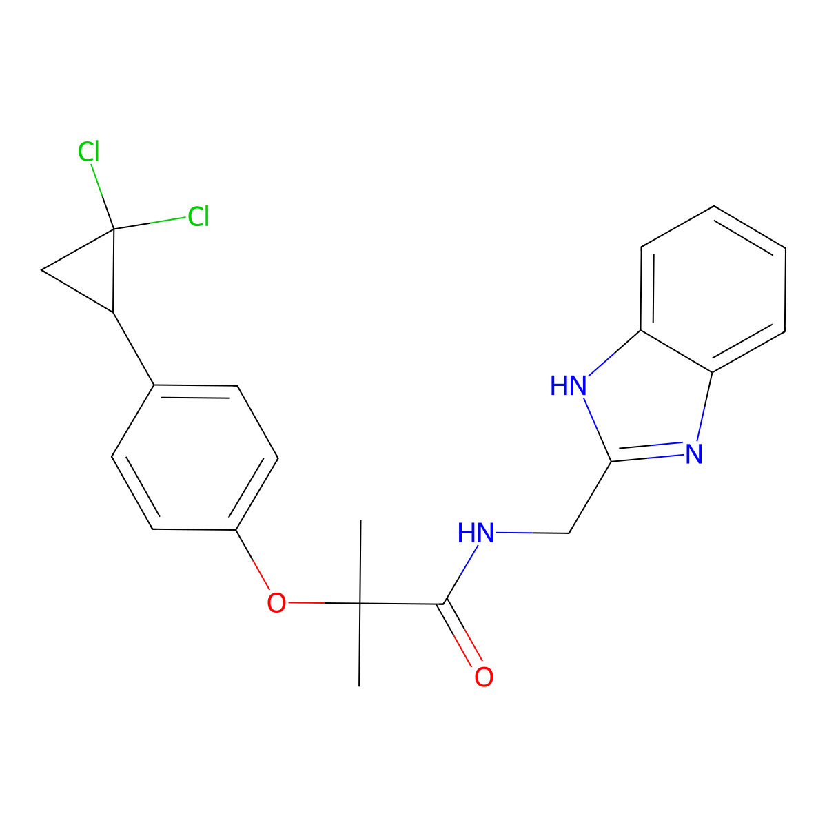 N-(1H-benzimidazol-2-ylmethyl)-2-[4-(2,2-dichlorocyclopropyl)phenoxy]-2-methylpropanamide molecular structure, CAS 1574405-01-8