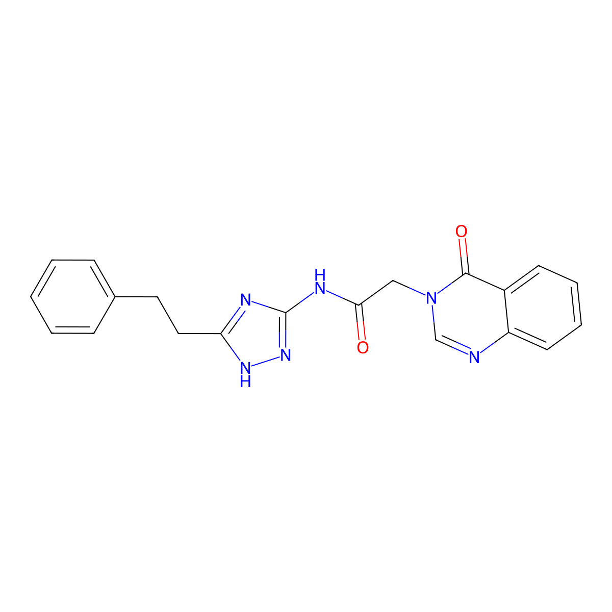 2-(4-oxoquinazolin-3(4H)-yl)-N-[3-(2-phenylethyl)-1H-1,2,4-triazol-5-yl]acetamide molecular structure, CAS 1574405-10-9