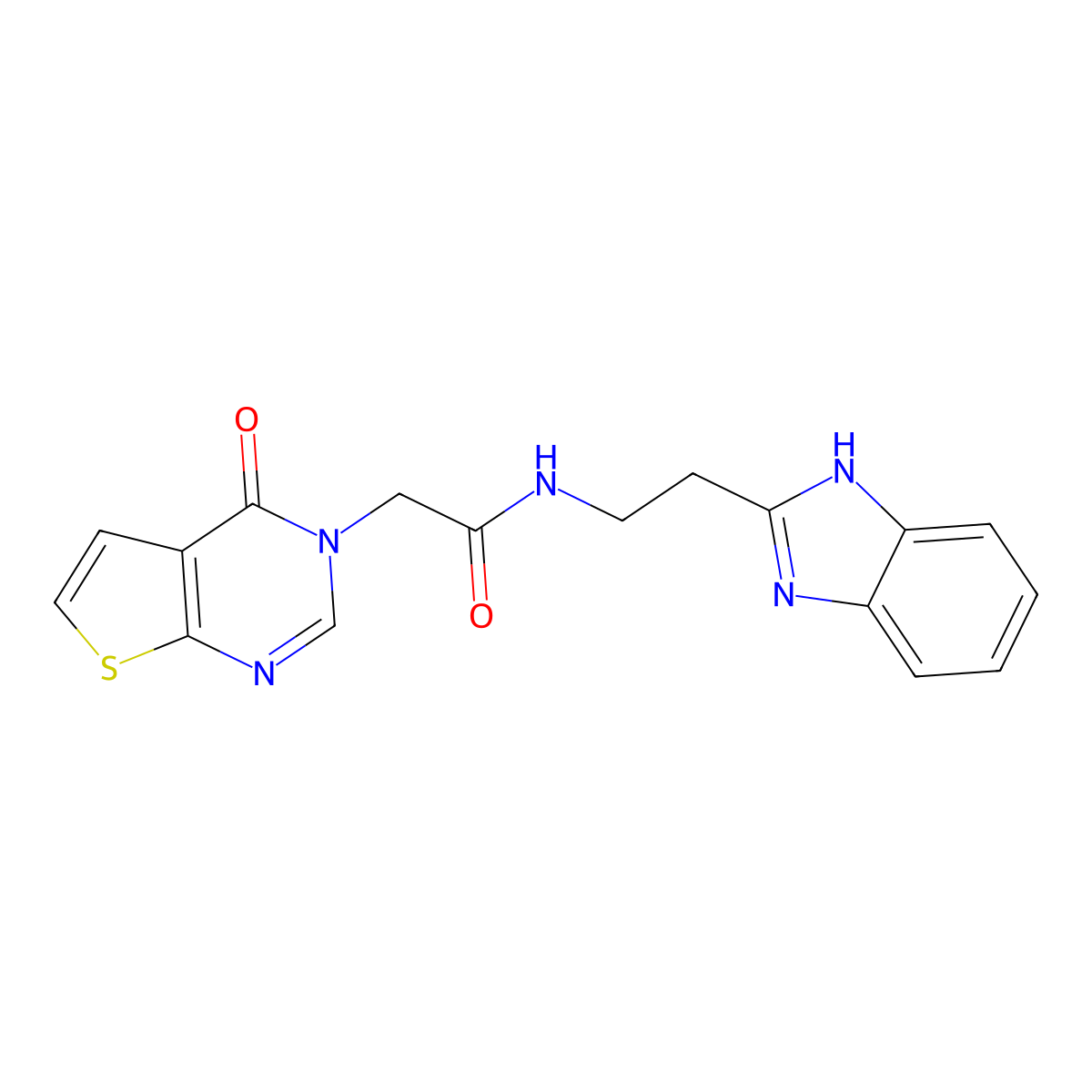 N-[2-(1H-1,3-benzimidazol-2-yl)ethyl]-2-[4-oxothieno[2,3-d]pyrimidin-3(4H)-yl]acetamide molecular structure, CAS 1574405-14-3