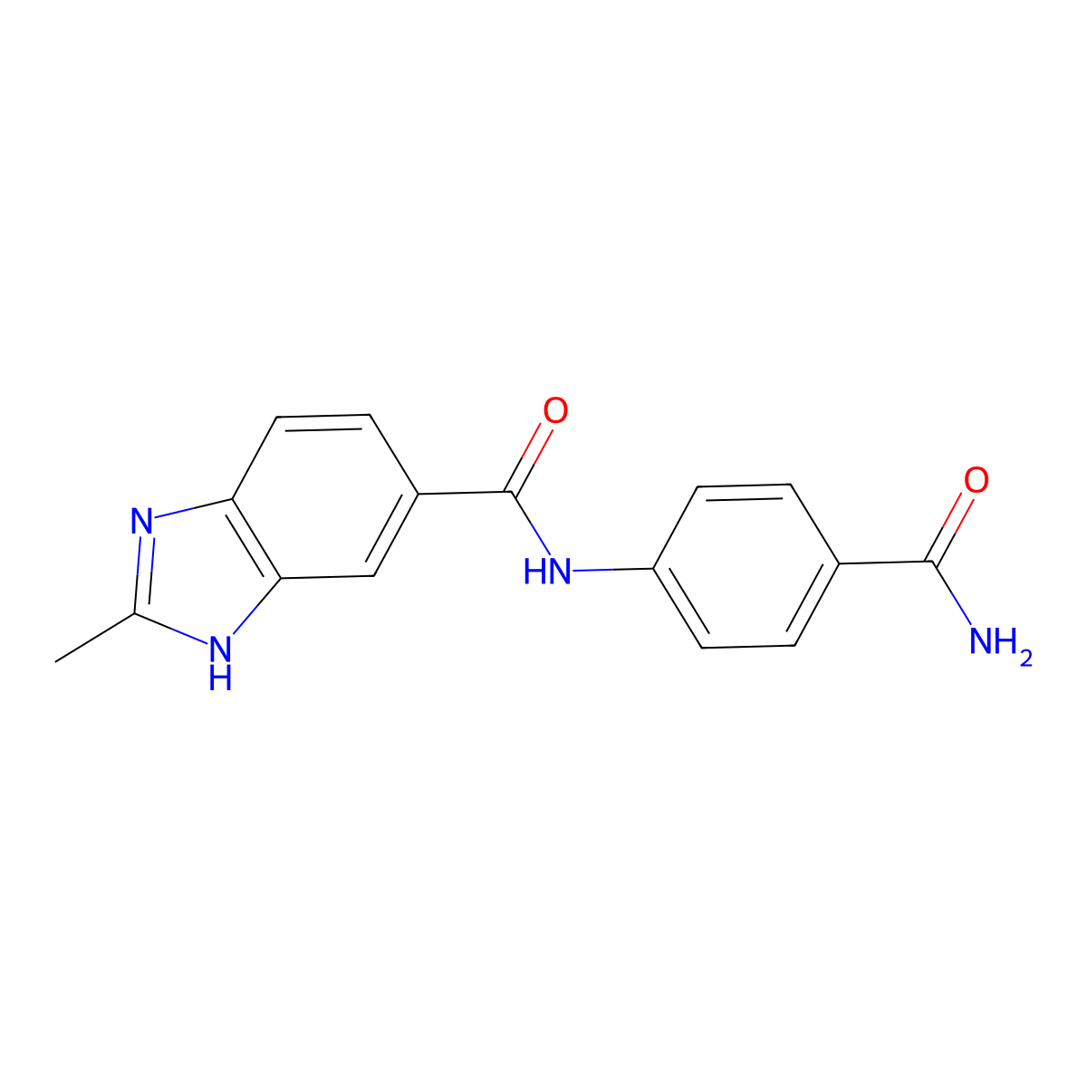 N-(4-carbamoylphenyl)-2-methyl-1H-benzimidazole-6-carboxamide molecular structure, CAS 1574405-20-1
