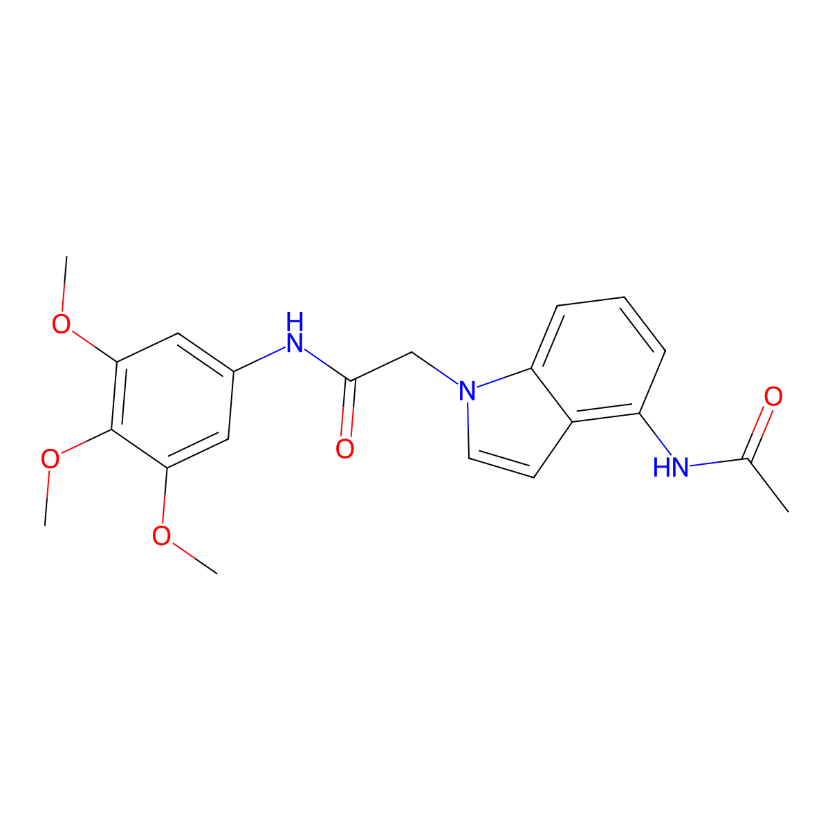 2-[4-(acetylamino)-1H-indol-1-yl]-N-(3,4,5-trimethoxyphenyl)acetamide molecular structure, CAS 1574405-44-9