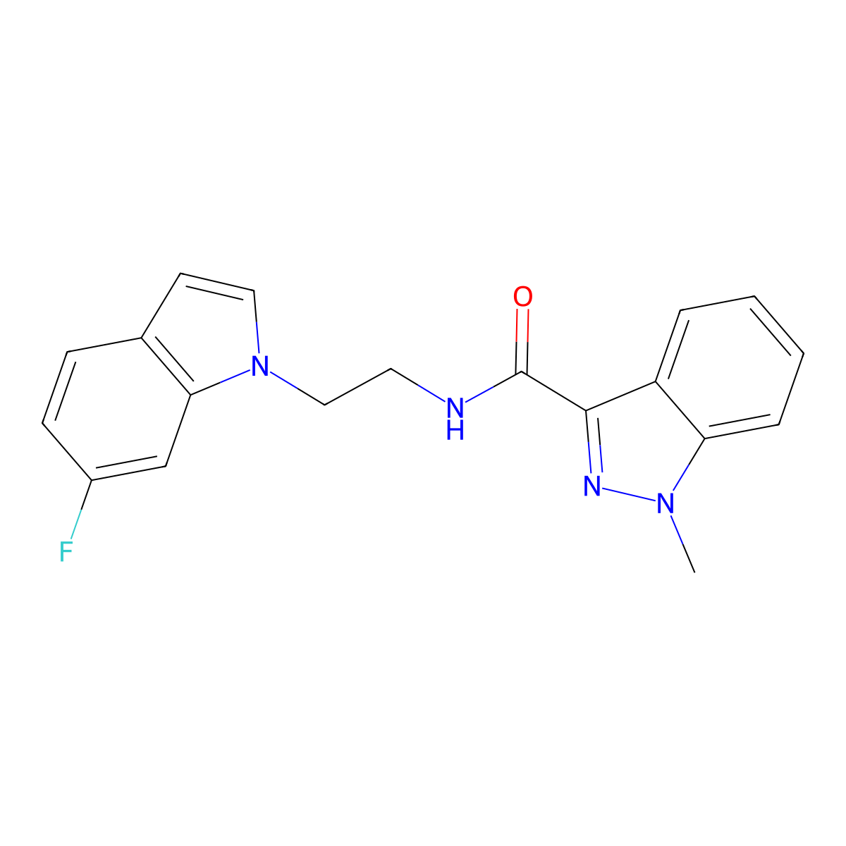 N-[2-(6-fluoro-1H-indol-1-yl)ethyl]-1-methyl-1H-indazole-3-carboxamide molecular structure, CAS 1574405-46-1